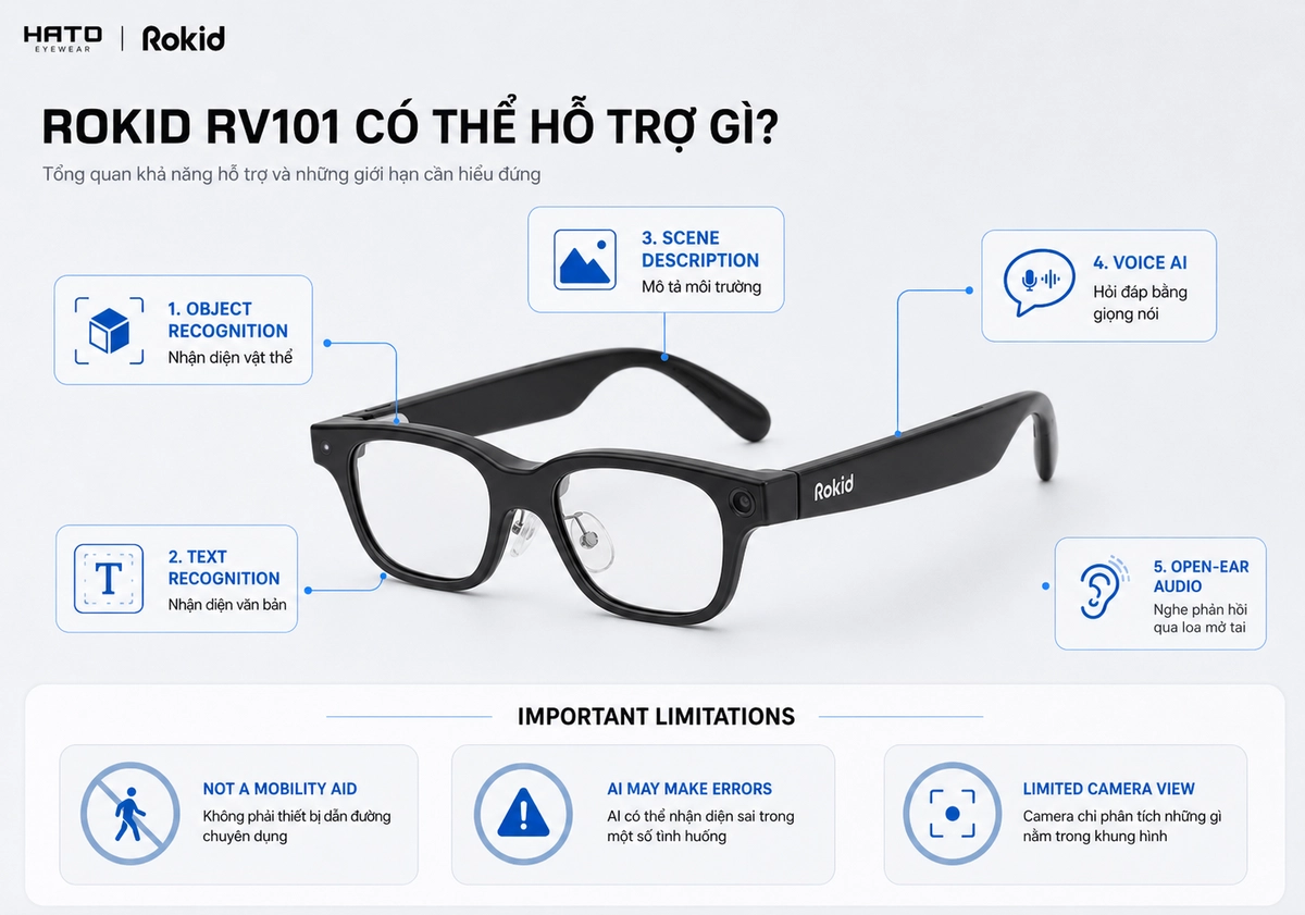 Khả năng và giới hạn của kính thông minh Rokid RV101 cho người khiếm thị