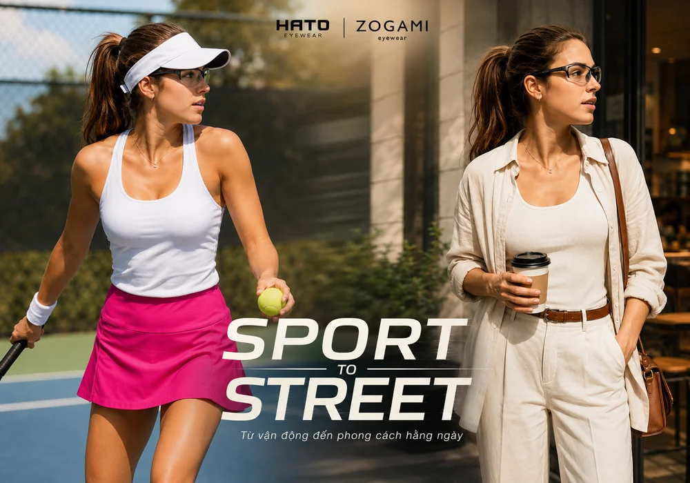 Kính thể thao Zogami phong cách Sport to Street, phù hợp từ vận động trên sân thể thao đến sử dụng hằng ngày tại Hato Eyewear.