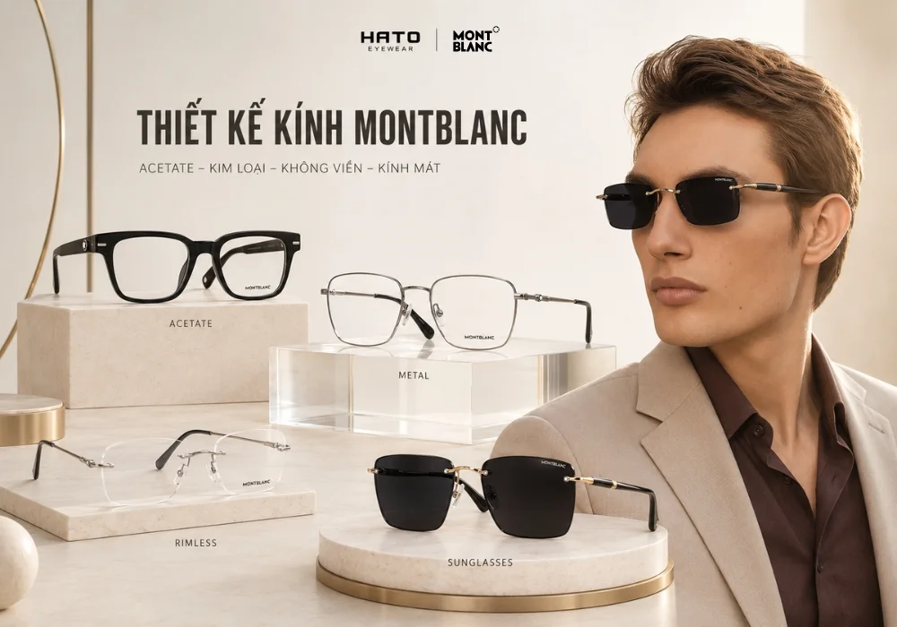Lookbook thiết kế kính Montblanc gồm gọng acetate, gọng kim loại, kính không viền và kính mát cao cấp tại Hato Eyewear.

Chú thích ảnh: