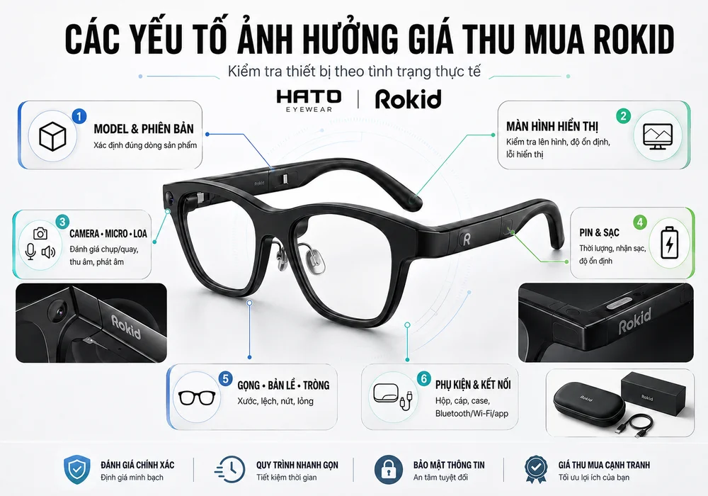 Các yếu tố ảnh hưởng đến giá thu mua kính thông minh Rokid tại HATO Eyewear