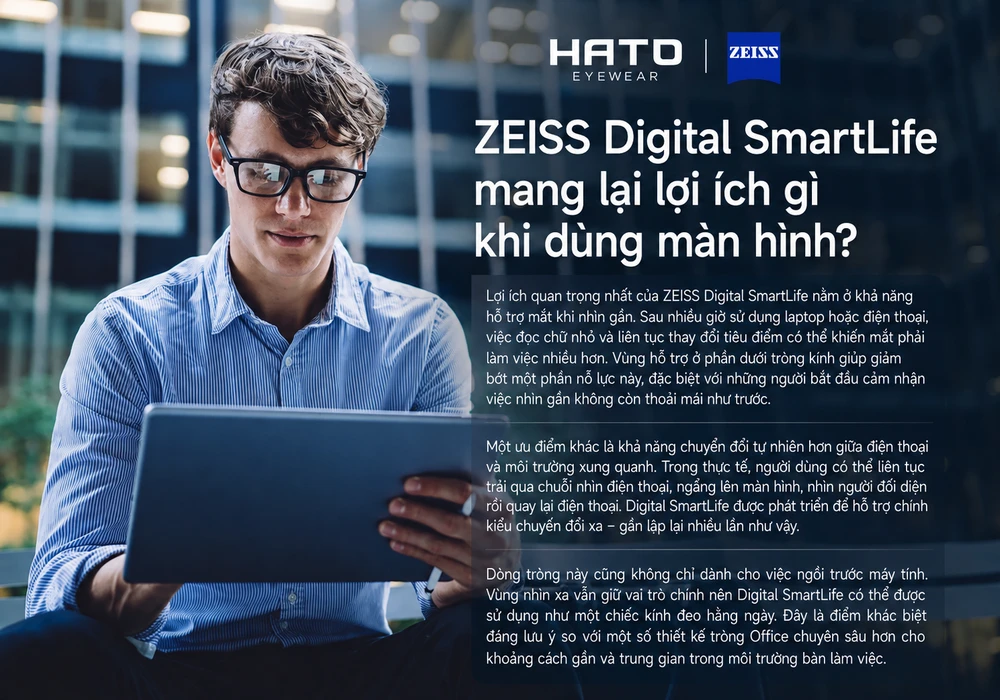 ZEISS Digital SmartLife hỗ trợ nhìn gần và chuyển đổi tầm nhìn khi dùng màn hình