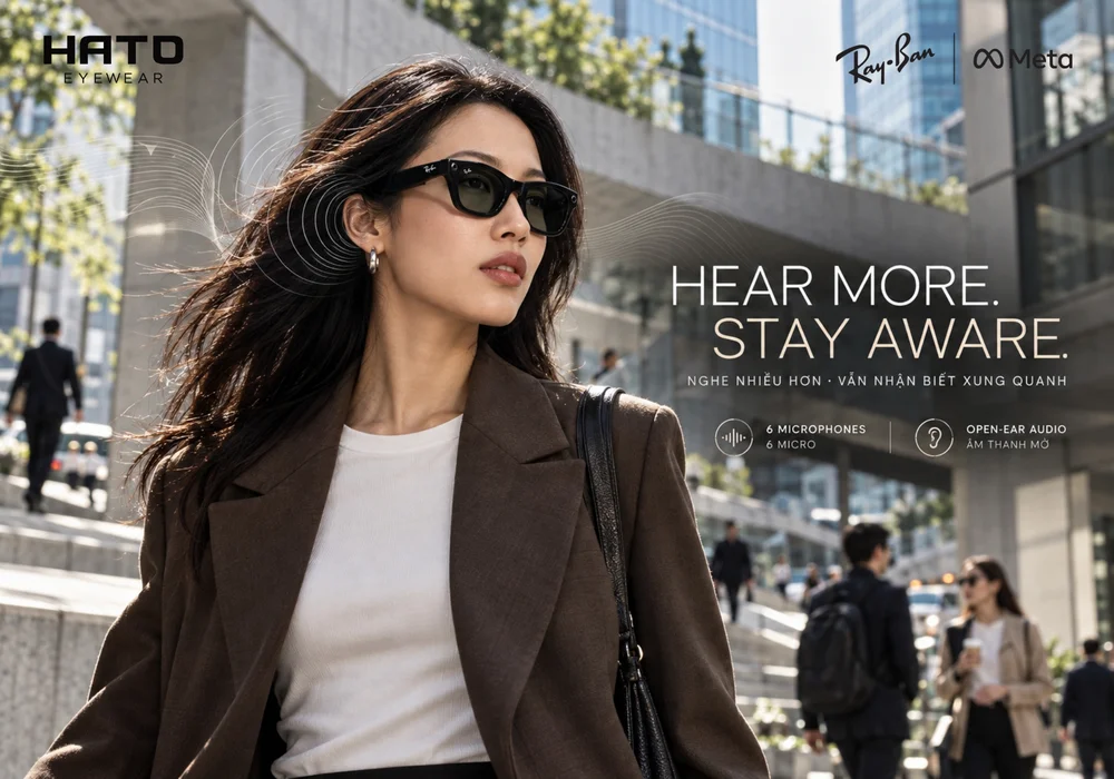 Hệ thống 6 microphone và âm thanh open-ear trên Ray-Ban Meta Gen 3