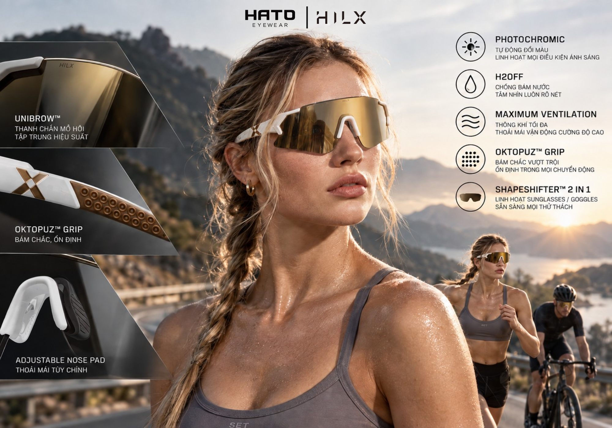 Kính thể thao HILX Gladiator Samurai và Savage 2.0 dành cho cycling running