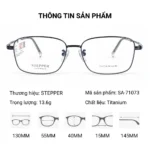 Gọng kính chữ nhật Stepper SA-71073 Titanium chính hãng