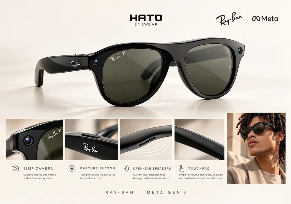 Chi tiết camera loa và điều khiển Ray-Ban Meta Gen 3