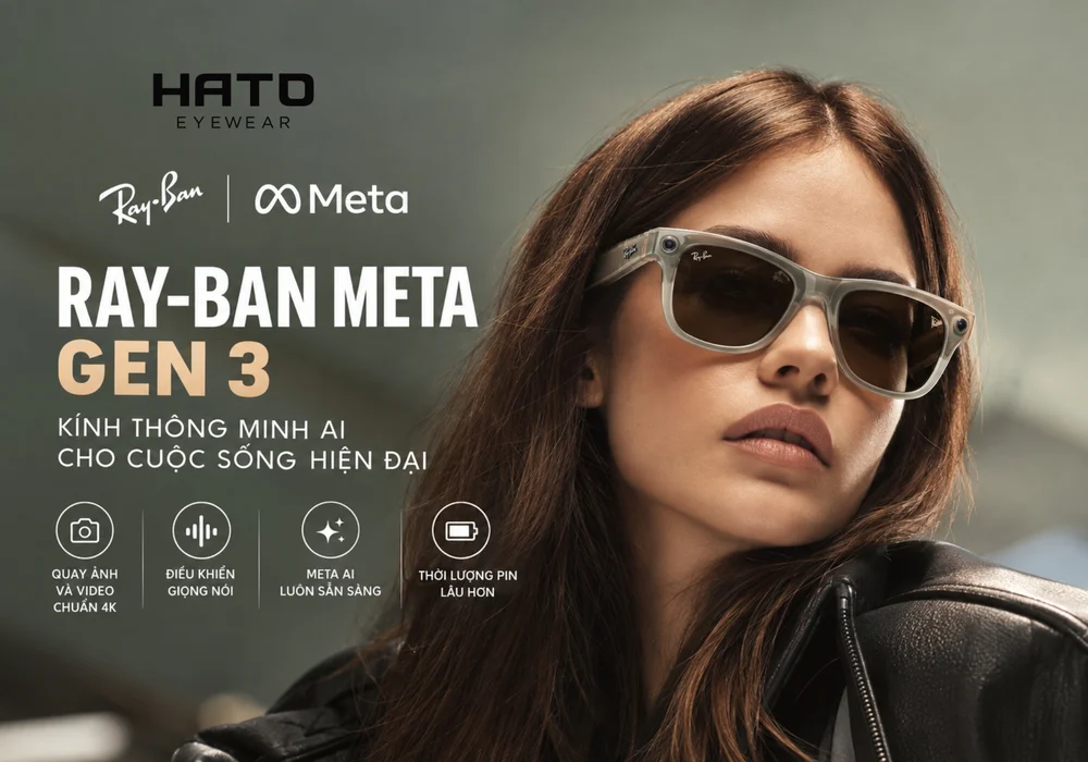 Người mẫu đeo kính Ray-Ban Meta Gen 3 thông minh AI