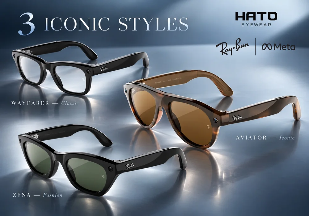 Ba kiểu kính Ray-Ban Meta Gen 3 Wayfarer Aviator và Zena