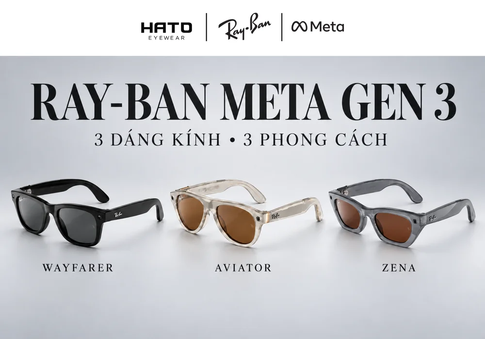 So sánh ba kiểu dáng Ray-Ban Meta Gen 3 Wayfarer Aviator Zena