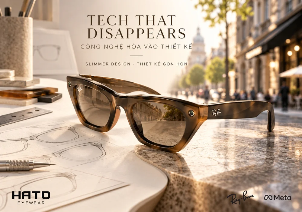 Thiết kế Ray-Ban Meta Gen 3 gọn hơn với camera và LED tích hợp tinh tế