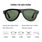 Kính thông minh Ray-Ban Meta Gen 3 Aviator chính hãng