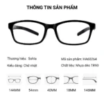 Gọng kính cận thể thao Sohla HA60264 dáng chữ nhật bo góc màu đen