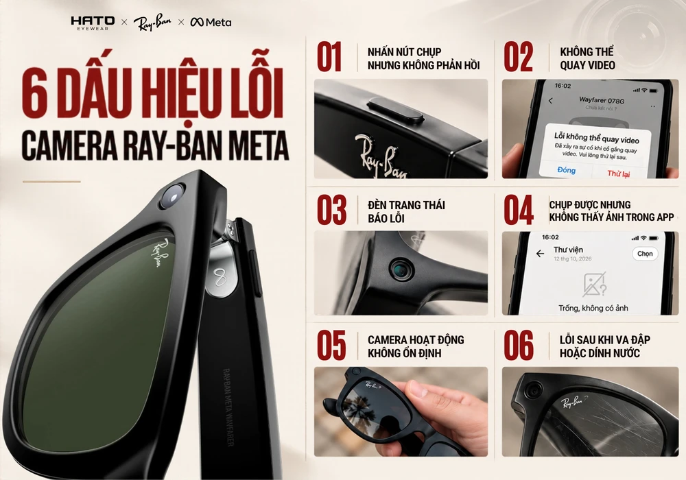 Camera Ray-Ban Meta không hoạt động – hướng dẫn kiểm tra lỗi và sửa chữa tại Hato Eyewear.