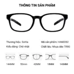 Gọng kính cận thể thao Sohla HA60262 dáng chữ nhật, chất liệu TR90, tích hợp khóa Lock chống trượt và đệm mũi silicon.