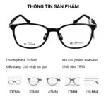 Gọng kính Exfash EF45405 chữ nhật bo góc màu đen TR90 chính hãng