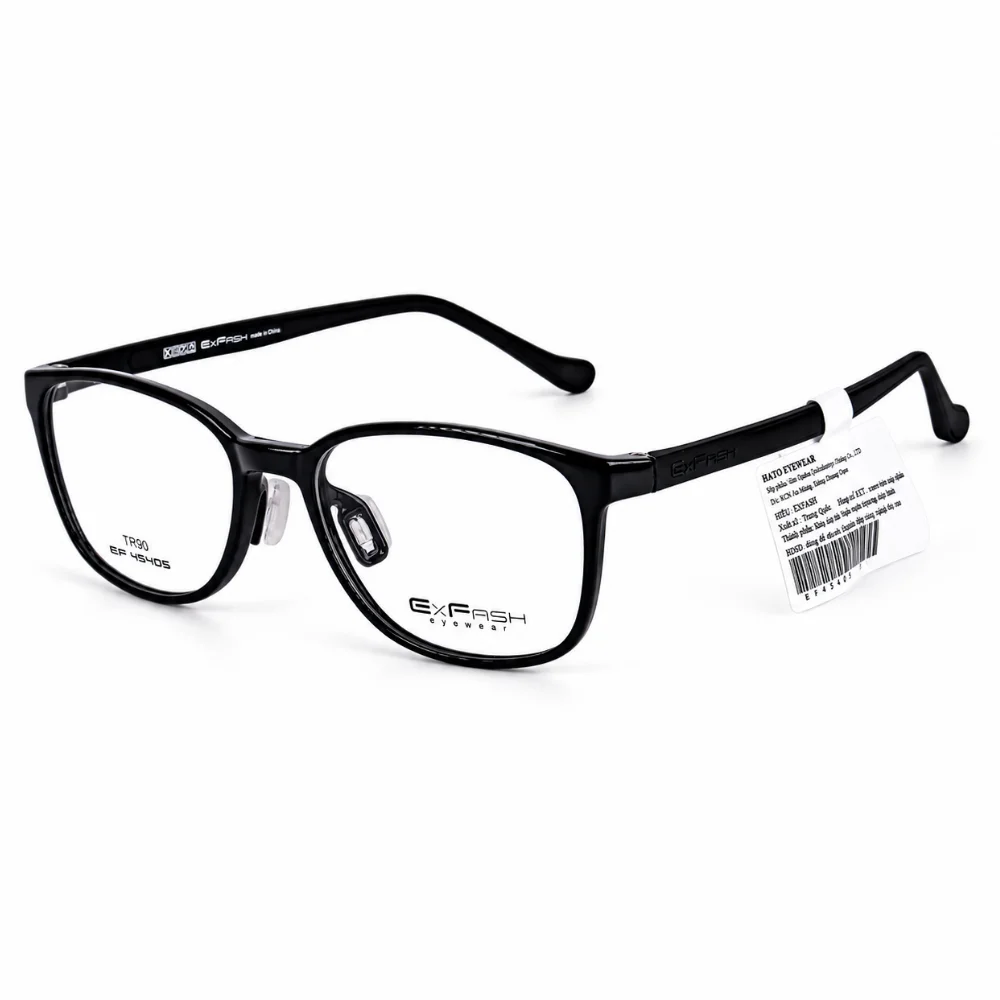 Gọng kính Exfash EF45405 chữ nhật bo góc màu đen TR90 chính hãng