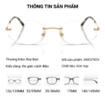 Gọng kính Ray-Ban 0RX3792V không viền dáng đa giác cách điệu, thiết kế kim loại thanh mảnh, sang trọng dành cho nam và nữ.