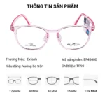 Gọng kính trẻ em Exfash EF45400 vuông bo tròn TR90 màu hồng chính hãng