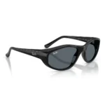 Kính Mát Ray-Ban 0RB2228 chính hãng Luxottica gọng đen bóng tròng xanh dáng đa giác