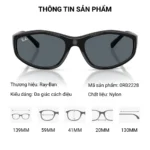 Kính Mát Ray-Ban 0RB2228 chính hãng Luxottica gọng đen bóng tròng xanh dáng đa giác