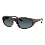 Kính Mát Ray-Ban 0RB2228 chính hãng Luxottica gọng đen bóng tròng xanh dáng đa giác