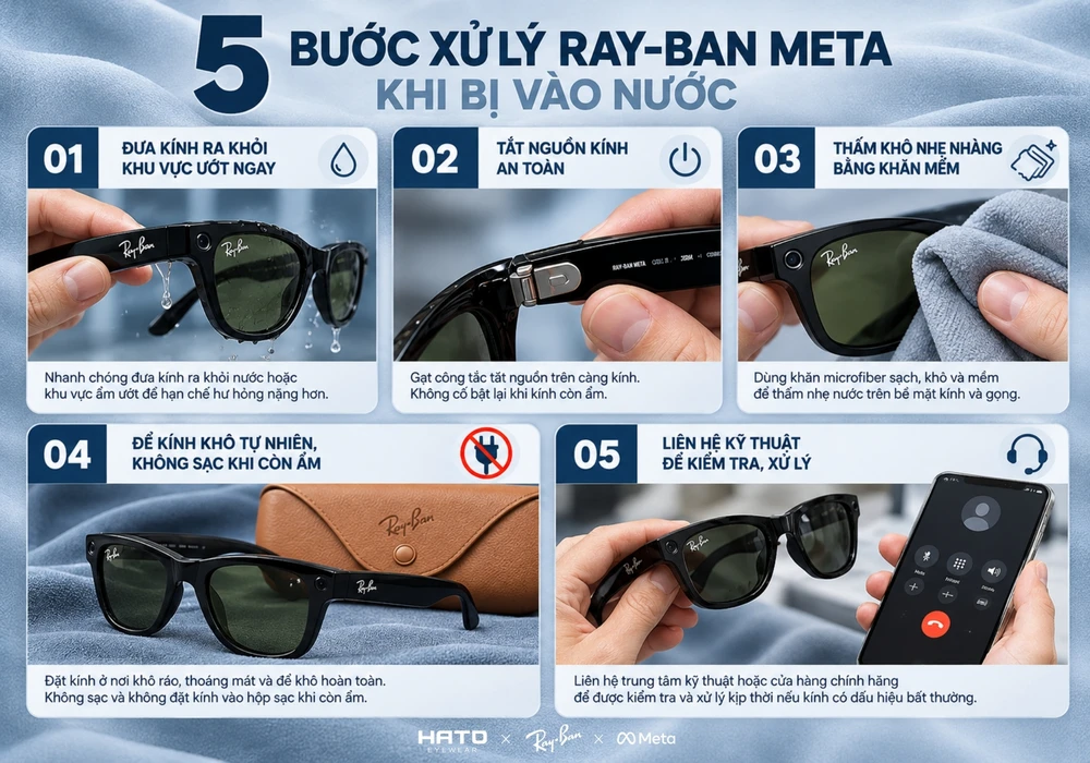 Ray-Ban Meta bị vào nước, kính thông minh dính nước và hướng dẫn 5 bước xử lý