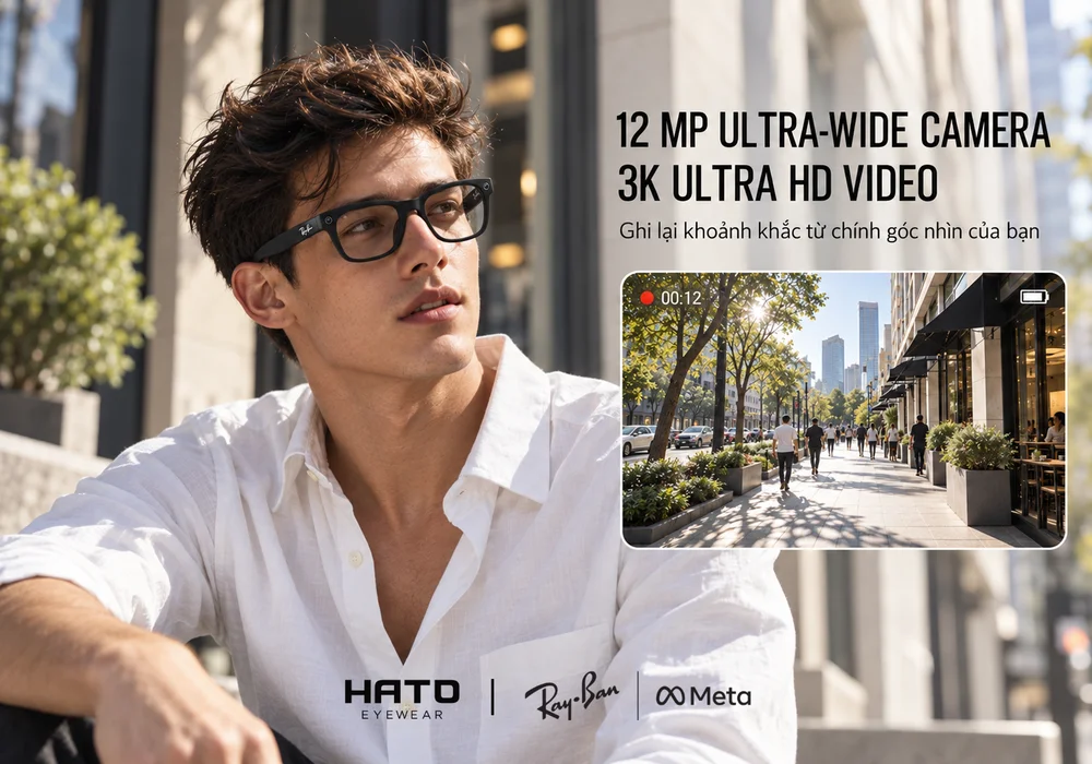 Camera 12 MP và video 3K Ultra HD trên Ray-Ban Meta Gen 3