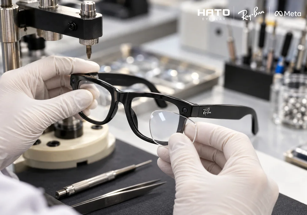 Kỹ thuật viên lắp Ray-Ban Meta Gen 3 kính cận